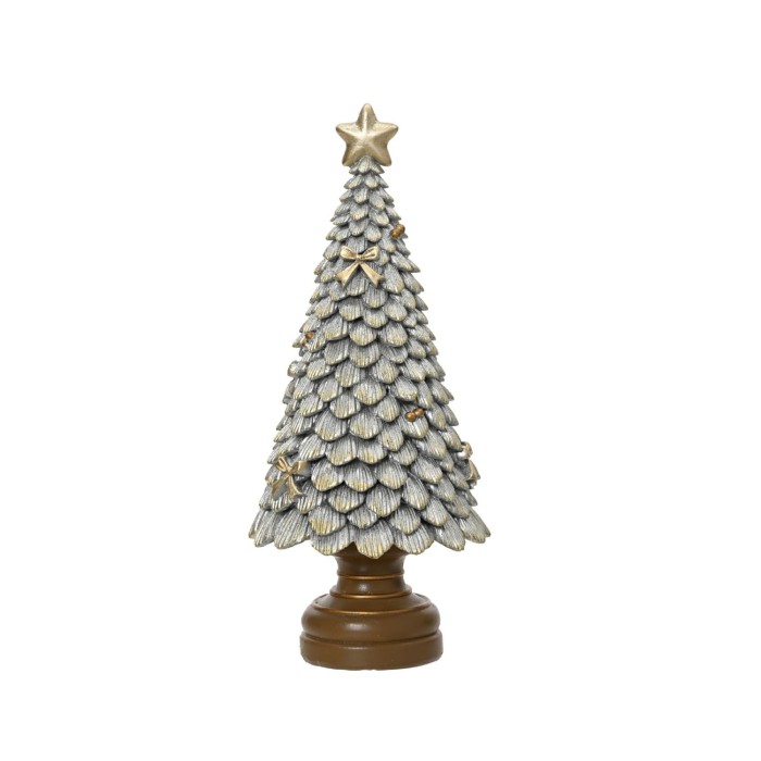ALBERO ARGENTO RESINA CON STELLA GLITTER H.23